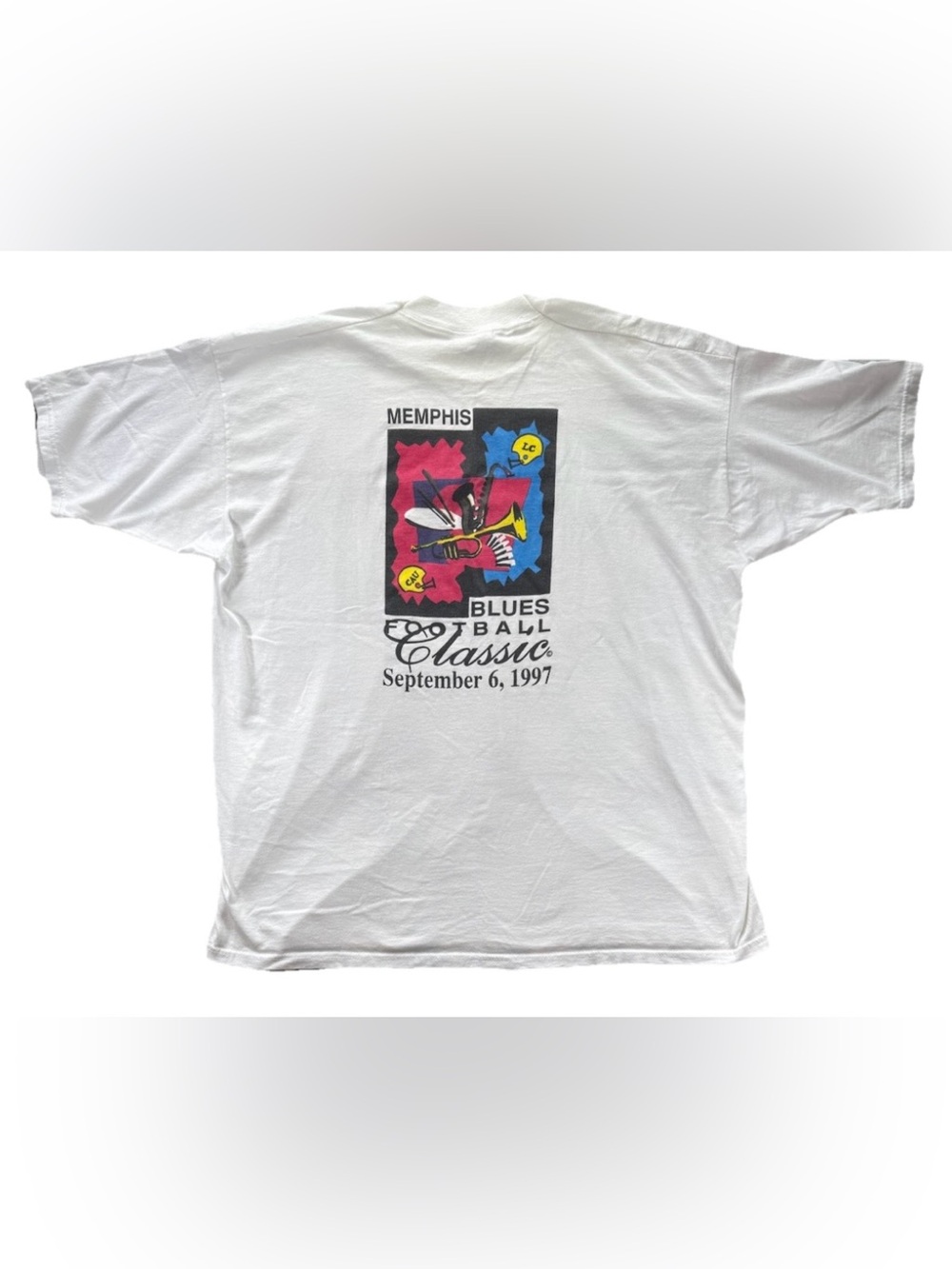 Vintage 1997 Memphis Blues Beale Classic T Shirt Men's 2XL White Music Jazz